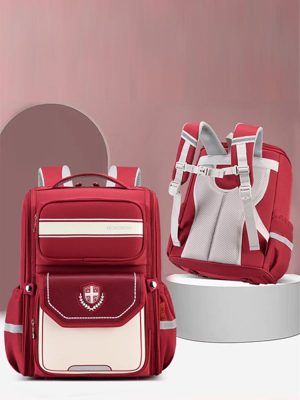 Rucsac pentru elevi, stil britanic, clasele 1-6, reducere de greutate, protecție a coloanei, pliabil, bretele cu pernă de aer, material Oxford