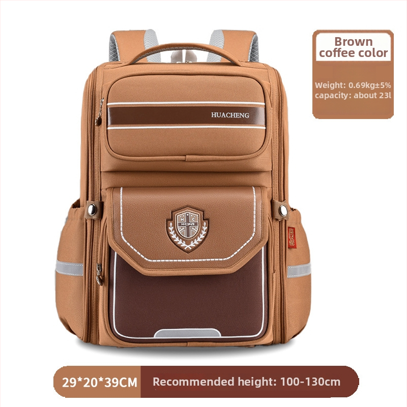 Rucsac pentru elevi, stil britanic, clasele 1-6, reducere de greutate, protecție a coloanei, pliabil, bretele cu pernă de aer, material Oxford