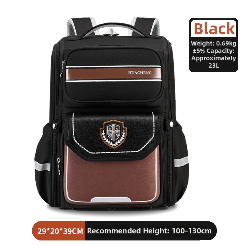 Rucsac pentru elevi, stil britanic, clasele 1-6, reducere de greutate, protecție a coloanei, pliabil, bretele cu pernă de aer, material Oxford