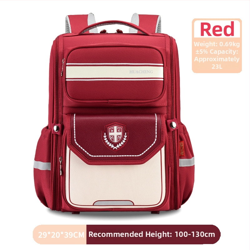 Rucsac pentru elevi, stil britanic, clasele 1-6, reducere de greutate, protecție a coloanei, pliabil, bretele cu pernă de aer, material Oxford