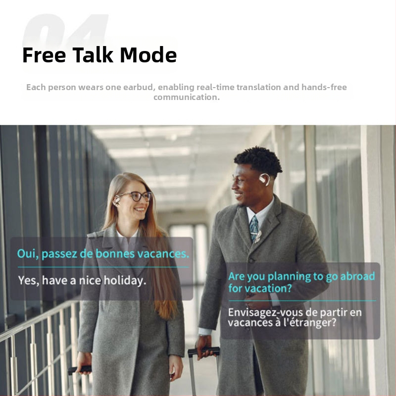 Set de căști de traducere pentru interpretare în timp real – traducere vocală și video, traducere multilingvă, reducere a zgomotului (Bluetooth • distanță wireless 5 m • Android • mod de operare: buton + touchscreen • model M76)