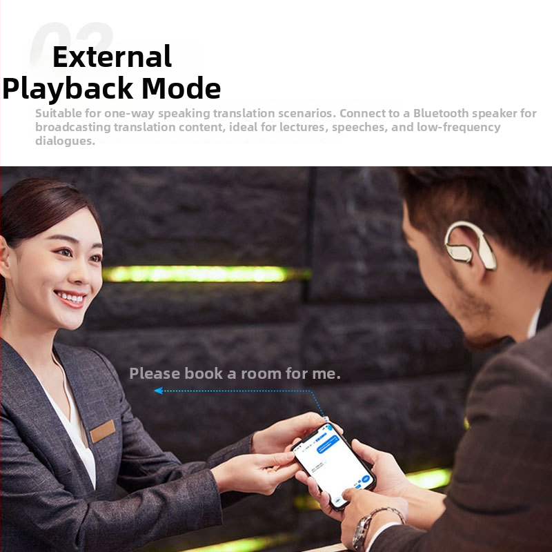 Set de căști de traducere pentru interpretare în timp real – traducere vocală și video, traducere multilingvă, reducere a zgomotului (Bluetooth • distanță wireless 5 m • Android • mod de operare: buton + touchscreen • model M76)