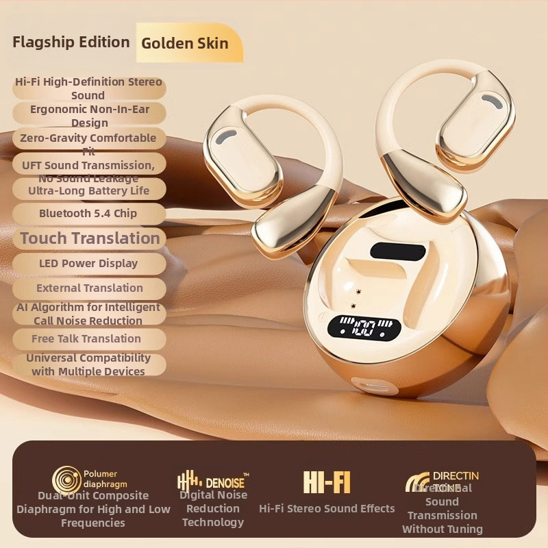 Set de căști de traducere pentru interpretare în timp real – traducere vocală și video, traducere multilingvă, reducere a zgomotului (Bluetooth • distanță wireless 5 m • Android • mod de operare: buton + touchscreen • model M76)