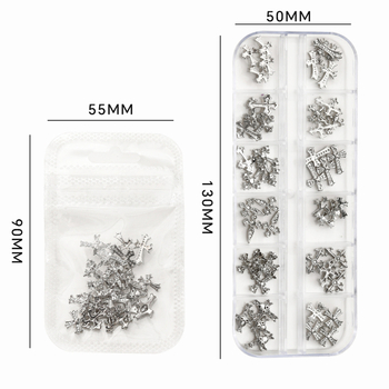 Set de bijuterii pentru unghii cu modele Cruce și Crow Heart, stil vintage punk retro, material din aliaj, seria Princess