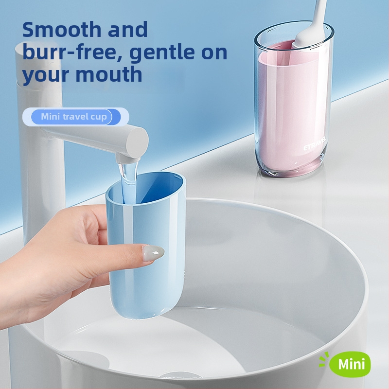 Set portabil de igienă orală din plastic pentru călătorii: cană de clătire, cupă pentru periuța de dinți și spațiu de depozitare pentru pastă – 3 în 1