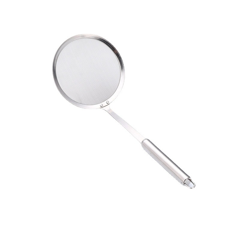 Lingură-filtru din oțel inoxidabil cu plasă fină pentru lapte de soia, suc și făină; antialunecare, antiarși