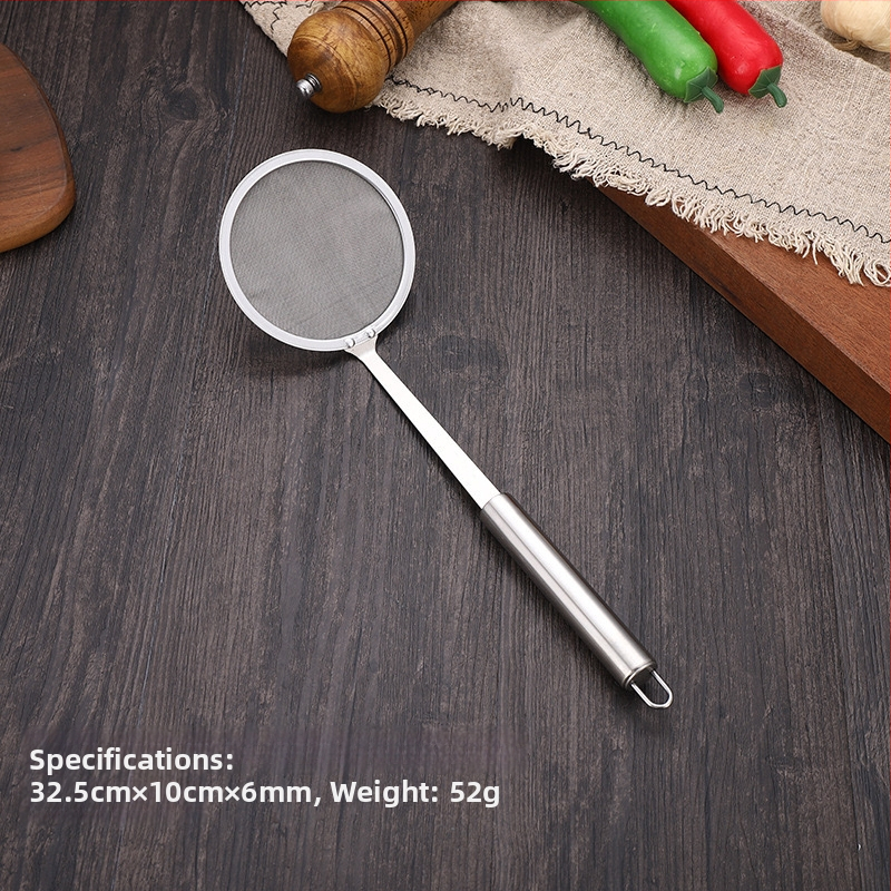 Lingură-filtru din oțel inoxidabil cu plasă fină pentru lapte de soia, suc și făină; antialunecare, antiarși