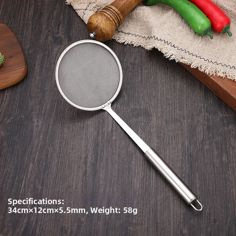 Lingură-filtru din oțel inoxidabil cu plasă fină pentru lapte de soia, suc și făină; antialunecare, antiarși