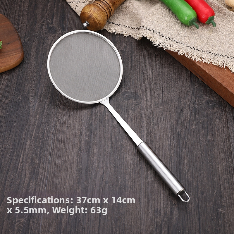 Lingură-filtru din oțel inoxidabil cu plasă fină pentru lapte de soia, suc și făină; antialunecare, antiarși