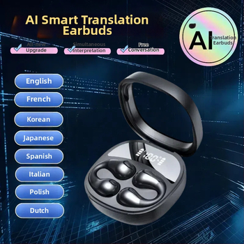 YIFANG JR01 căști de traducere AI, clip-on pentru urechi, traducere în timp real, rază 10 m, Bluetooth 5.0, stereo, autonomie 4–8 ore