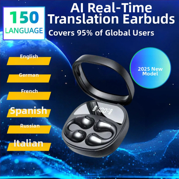 YIFANG JR01 căști de traducere AI, clip-on pentru urechi, traducere în timp real, rază 10 m, Bluetooth 5.0, stereo, autonomie 4–8 ore