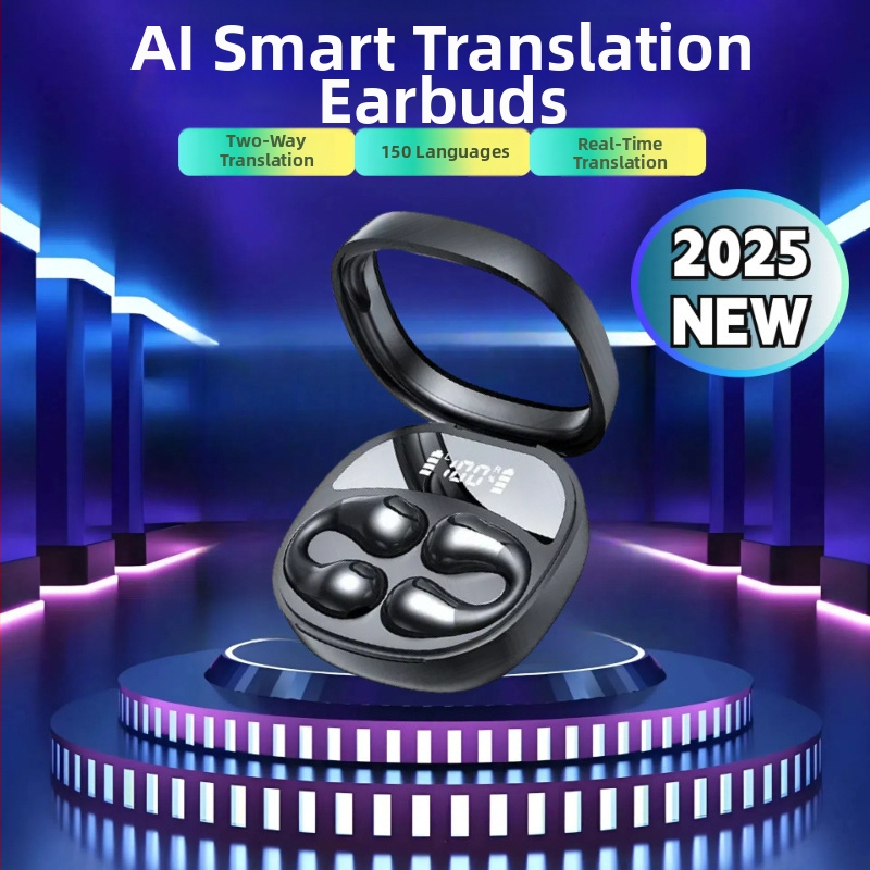 YIFANG JR01 căști de traducere AI, clip-on pentru urechi, traducere în timp real, rază 10 m, Bluetooth 5.0, stereo, autonomie 4–8 ore