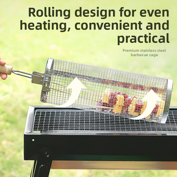 Κύκλικό κλουβί μπάρμπεκιου από ανοξείδωτο χάλυβα, φορητή σχάρα κάμπινγκ, ανθεκτικό στη σκουριά και εύκολο στον καθαρισμό