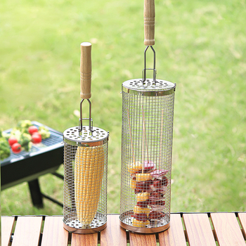 Κύκλικό κλουβί μπάρμπεκιου από ανοξείδωτο χάλυβα, φορητή σχάρα κάμπινγκ, ανθεκτικό στη σκουριά και εύκολο στον καθαρισμό