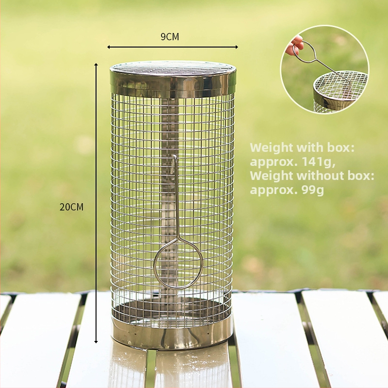 Κύκλικό κλουβί μπάρμπεκιου από ανοξείδωτο χάλυβα, φορητή σχάρα κάμπινγκ, ανθεκτικό στη σκουριά και εύκολο στον καθαρισμό