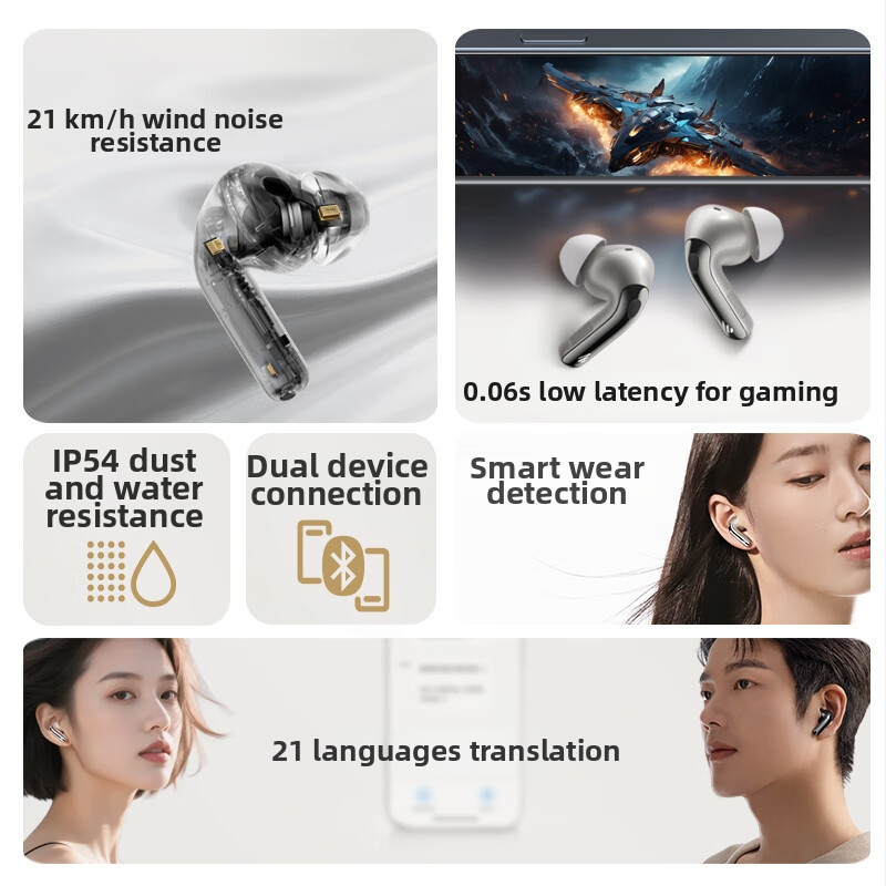 Edifier Lolli Pro5 căști adevărat wireless cu ANC și traducere AI – baterie de 4–8 ore, Bluetooth 6.0, IPX4 rezistente la apă