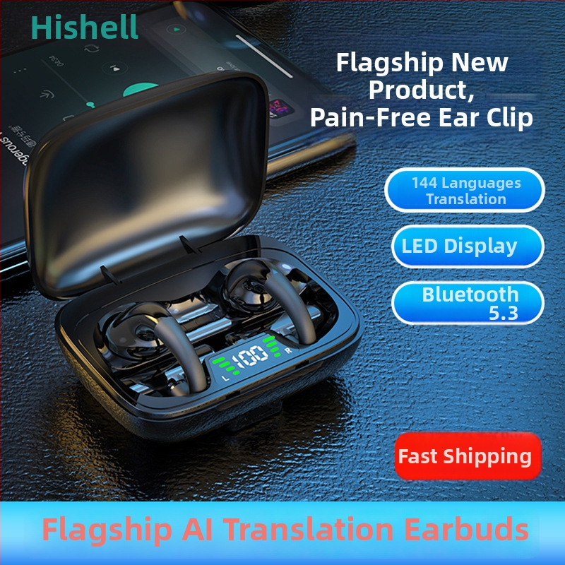 Căști de traducere Bluetooth cu interpretare în timp real, control prin atingere, traducere foto și voce, rază de 10 m, BT600