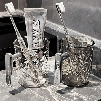 Suport pentru periuțe de dinți și cupă pentru apă de gură, din plastic, pentru uz casnic