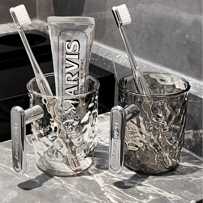 Suport pentru periuțe de dinți și cupă pentru apă de gură, din plastic, pentru uz casnic