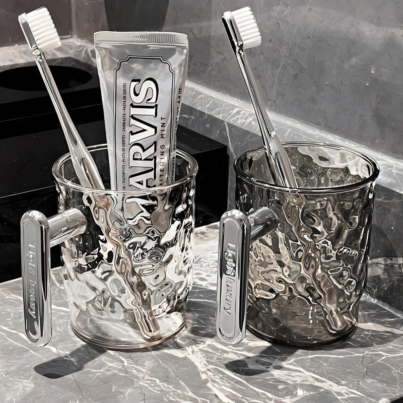 Suport pentru periuțe de dinți și cupă pentru apă de gură, din plastic, pentru uz casnic