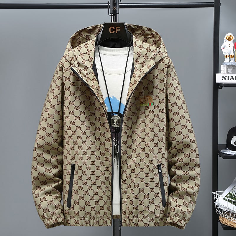 Geacă casual pentru bărbați, cu glugă, croială lejeră, lungă, fermoar frontal, material din amestec poliester