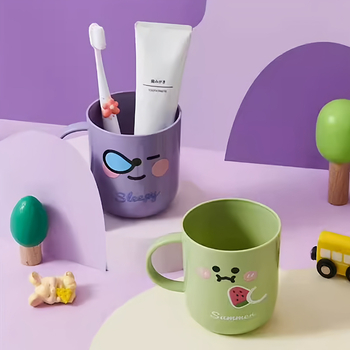 Pahar de clătire pentru copii, design îngroșat cu personaje desenate, set familial, material PP, fără personalizare