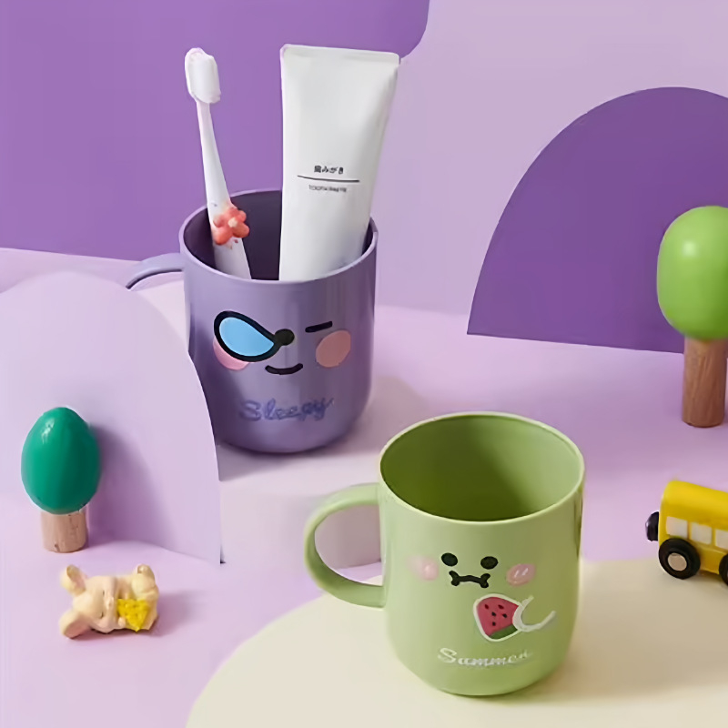 Pahar de clătire pentru copii, design îngroșat cu personaje desenate, set familial, material PP, fără personalizare
