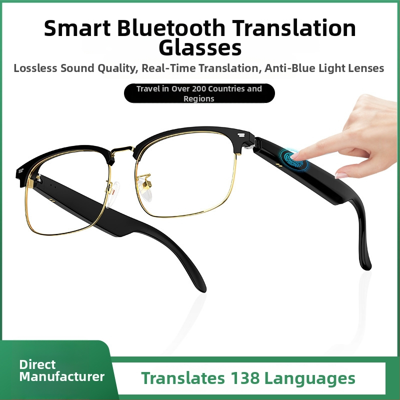 Ochelari de traducere VORMOR — fără fir, control prin atingere, căști Bluetooth cu traducere vocală în timp real până la 10 m, fără cameră