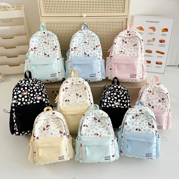 Unisex školski ruksak s karikaturnim dizajnom, kampus stil, Oxford tkanina, podstava poliester, proljeće 2025