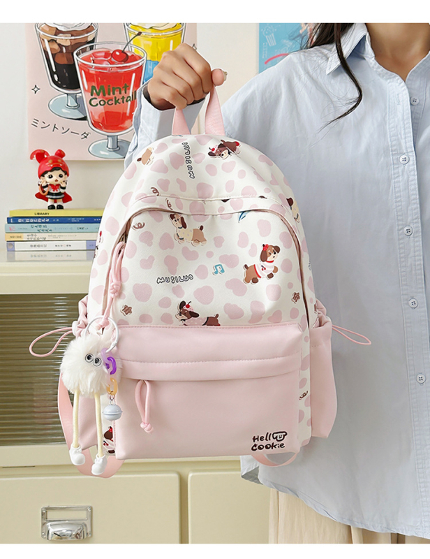 Unisex školski ruksak s karikaturnim dizajnom, kampus stil, Oxford tkanina, podstava poliester, proljeće 2025