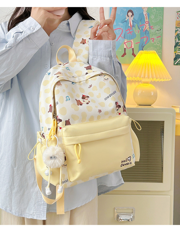 Unisex školski ruksak s karikaturnim dizajnom, kampus stil, Oxford tkanina, podstava poliester, proljeće 2025