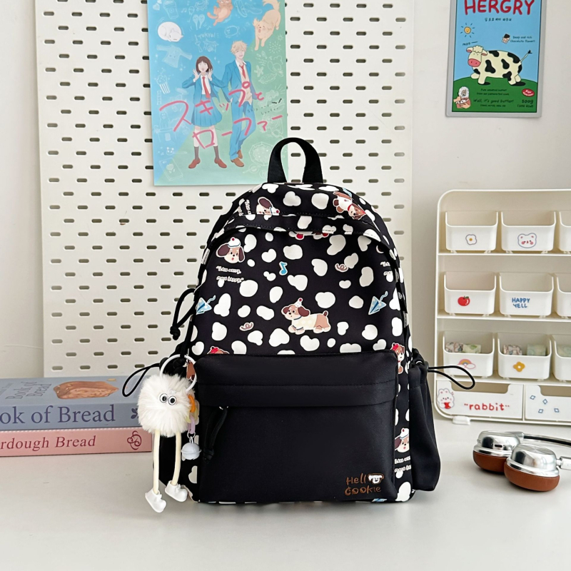 Unisex školski ruksak s karikaturnim dizajnom, kampus stil, Oxford tkanina, podstava poliester, proljeće 2025