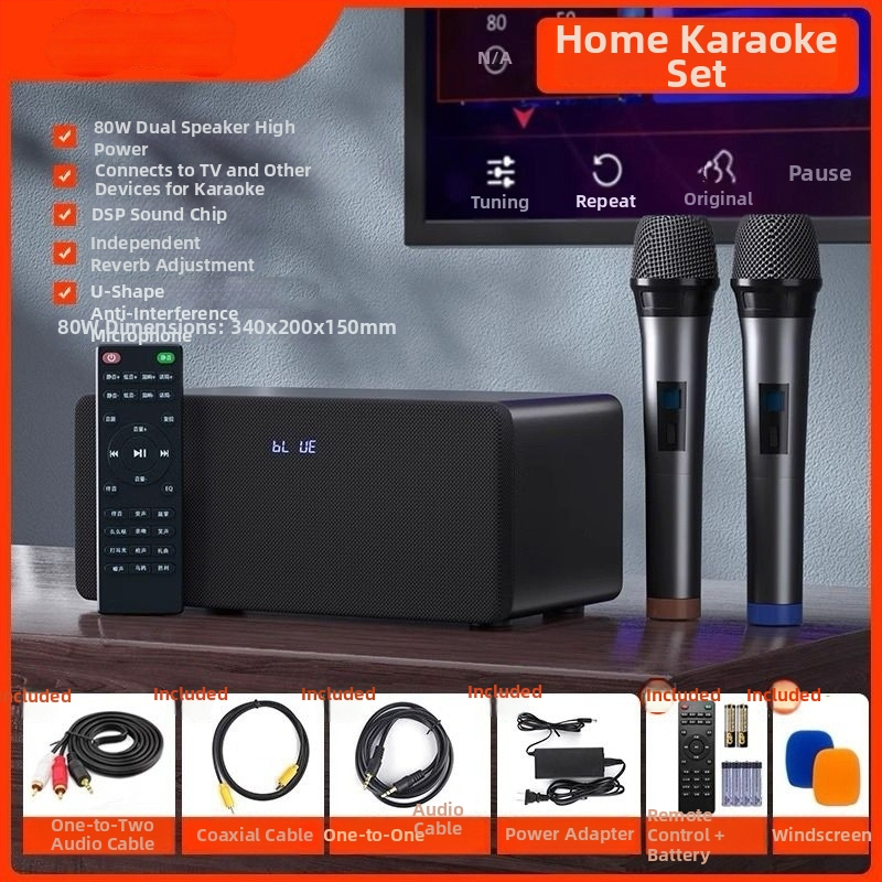 Sistem karaoke all-in-one pentru casă, cu conectare la TV, amplificare, fără afișaj, fără wireless