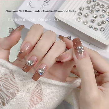 Limitpretty Ноктени украси с кристални топчета – сплав и кристали, флорална шарка, стил Flash/Minimalist/Ins