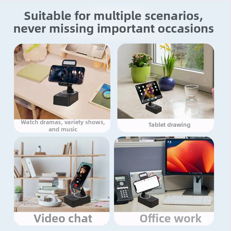 Suport pentru telefon cu rotație la 360°, difuzor Bluetooth, baterie încorporată 1200–2000 mAh, ieșire 5W, protecție împotriva prafului