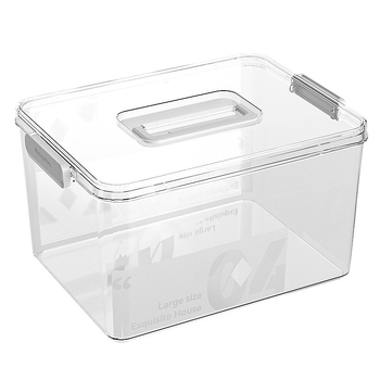 Cutie transparentă de depozitare din plastic PP+PET, model 8009, capacitate 25L, multifuncțională și portabilă, protecție împotriva prafului și umezelii, design simplu și modern