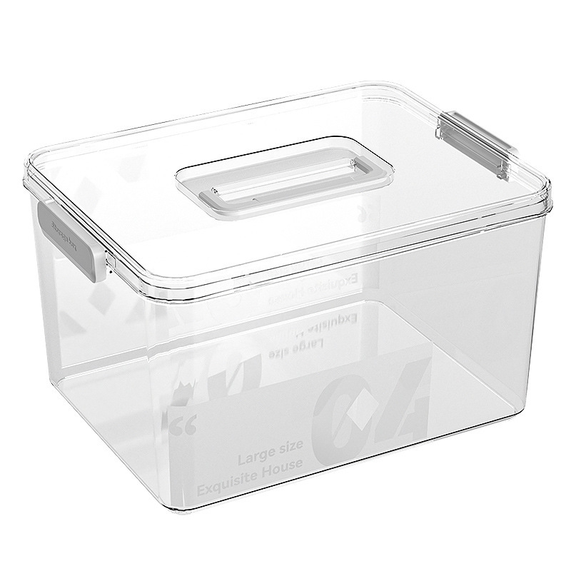 Cutie transparentă de depozitare din plastic PP+PET, model 8009, capacitate 25L, multifuncțională și portabilă, protecție împotriva prafului și umezelii, design simplu și modern