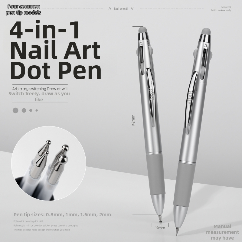 Penă de unghii pentru buline — cinci în unu, tip apăsat, capete multiple