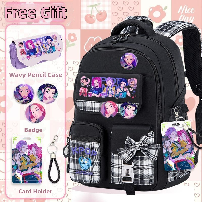 Školska torba od Oxford tkanine, ultra lagana, anime crtani uzorak, ergonomski stražnji panel, za učenike srednje škole