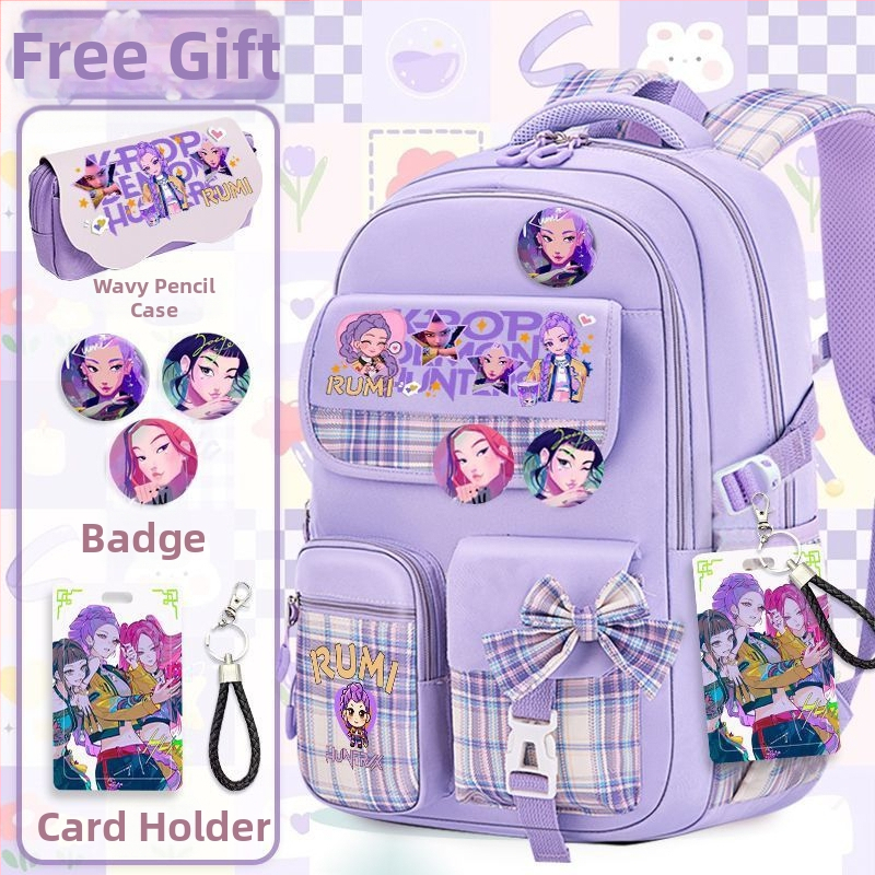 Školska torba od Oxford tkanine, ultra lagana, anime crtani uzorak, ergonomski stražnji panel, za učenike srednje škole