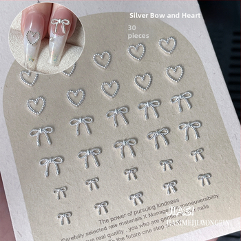 Accesorii pentru unghii 3D din aliaj, cu design papion și motiv inimă