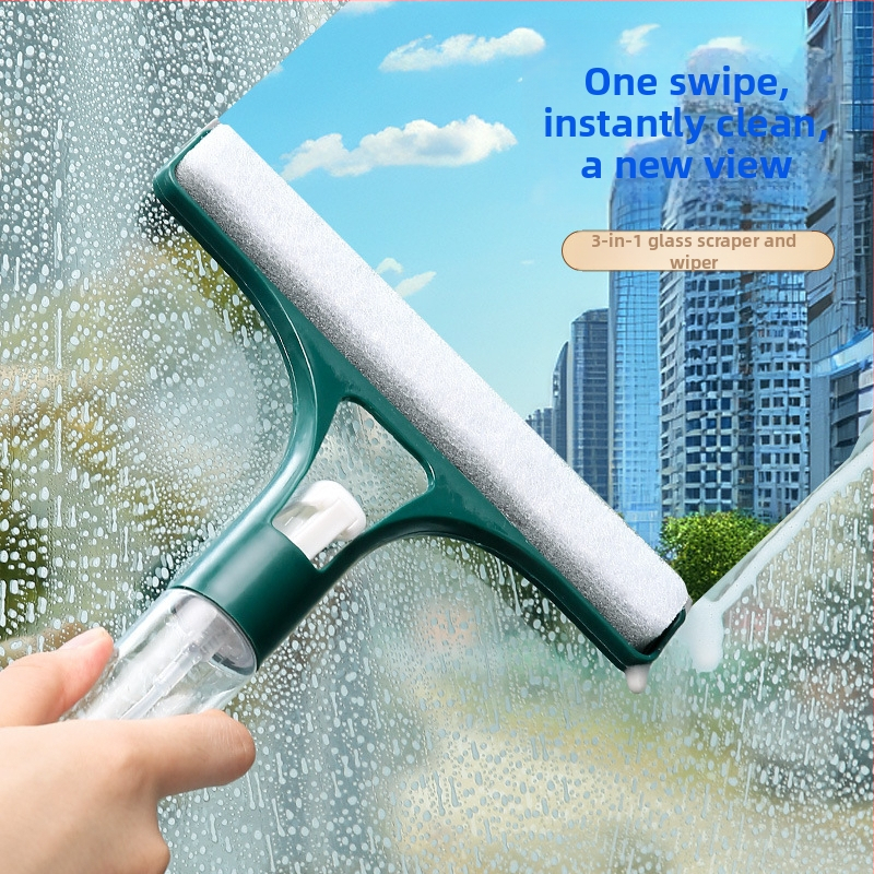 Двустраничен чистач за стъкла с пръскачка — неръждаема стомана, ръчна, домашна употреба