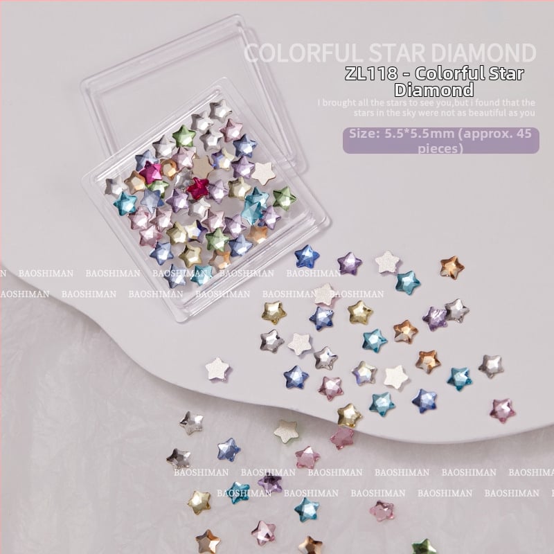 Baoshiman Декорации за нокти – Принцес серия, Мика прах, верижен мотив, сладък стил, произход: Гуанджоу