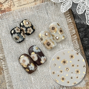 Adezive pentru unghii cu flori - stil retro, drăguț, inspirație coreeană, relief 5D (Material: Autocolant; Model: Flori; Stil: Retro, Drăguț, Simplu; Relieful: 5D)