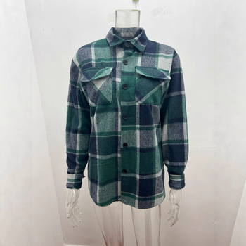 Cămașă de bărbați în carouri, cu guler rever, mâneci lungi, nasturi, bumbac