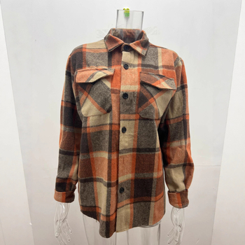 Cămașă de bărbați în carouri, cu guler rever, mâneci lungi, nasturi, bumbac