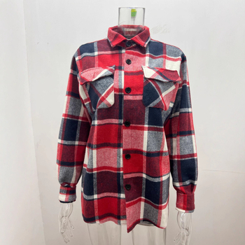 Cămașă de bărbați în carouri, cu guler rever, mâneci lungi, nasturi, bumbac