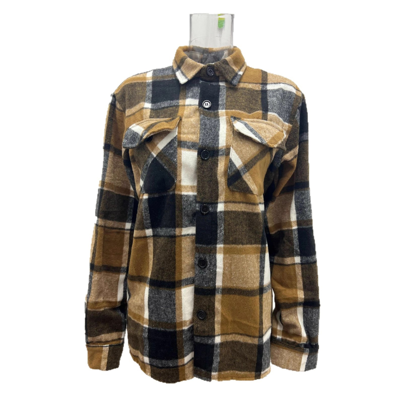 Cămașă de bărbați în carouri, cu guler rever, mâneci lungi, nasturi, bumbac