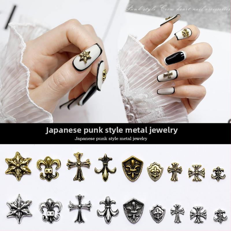 Κοσμήματα νυχιών – Πανκ στυλ, Αντίκα μεταλλικό φινίρισμα, Μεικτές διακοσμήσεις από κράματα, Ρετρό σχέδιο, 50 τεμάχια