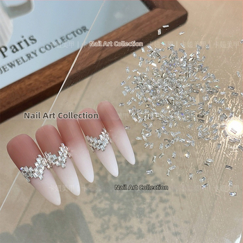 Декорация за нокти със Zircon – квадратна форма, Princess серия, стил Flash, ледено прозрачен и минималистичен INS